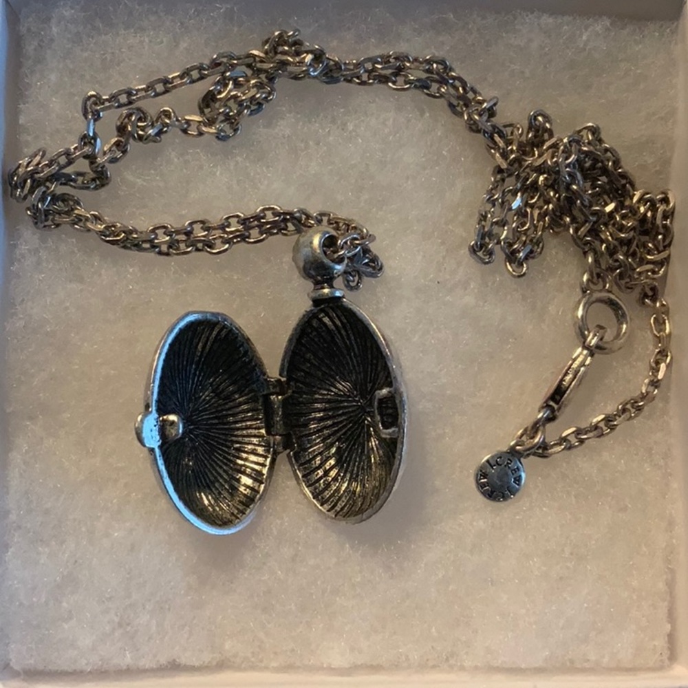 J Crew Silver Seashell Locket Necklace